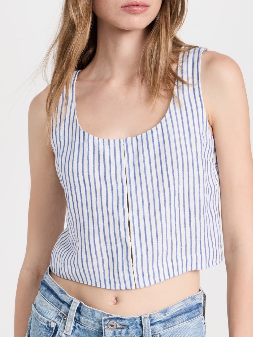 Madewell Blue & White Striped Scoop-Neck Crop Top